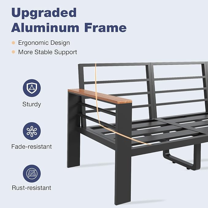 Aoxun Aluminum Patio Furniture Set 5 Seats, Oversized Outdoor Sectional - Image 5