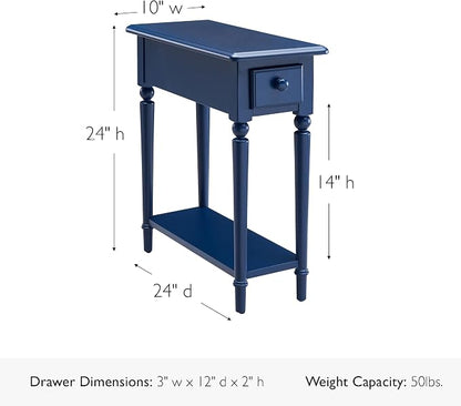 Leick Home Coastal End Table, Solid Wood, 1 Drawer, Bottom Display Shelf - Image 3