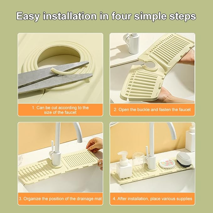 Faucet Mat for Kitchen Sink, 2024 Upgrade Faucet Guard Draining Mat Silicone - Image 6