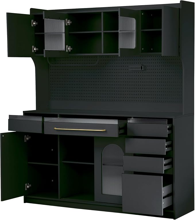 VilroCaz Freestanding Large Kitchen Pantry, Wooden Kitchen Large Coffee Bar - Image 4