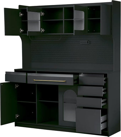 VilroCaz Freestanding Large Kitchen Pantry, Wooden Kitchen Large Coffee Bar - Image 4