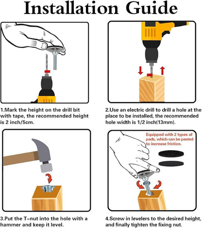 4 Set M10 Swivel Adjustable Leveling Feet, Heavy Duty Height Adjuster Furniture - Image 5