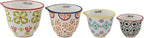Creative Co-Op Floral Hand Stamped Stoneware Measuring Cups (Set of 4 Sizes/Designs)