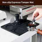 Espresso Tamping Mat - Espresso Tamping Station Food Grade Silicone Coffee Tamper Mat Espresso Accessory for Baristas Home Kitchen Bar Coffee Shop 9.84Inch x 7.87Inch (Black)
