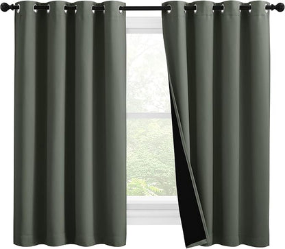 NICETOWN 100% Blackout Curtains 57 inches Long, Double-Deck Completely Blackout by NICETOWN