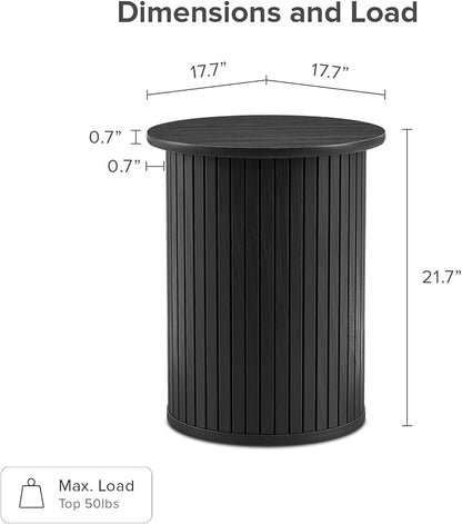 mopio Quin Pedestal Side Table, Tambour Round Fluted End Table, Small Accent - Image 2