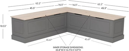 Linon Harris Grey and Maple Solid Pine Backless Nook - Image 3