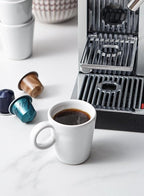 LE TAUCI 3 oz Espresso Cups, Ceramic Demitasse Cup, Mini Coffee Mugs for Home or Office, Stackable Expresso Shots Cup Perfect for Espresso Machine, Set of 4, White