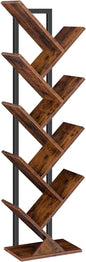 HOOBRO Tree Bookshelf, 9-Tier Bookcase Wooden Shelves, Floor Standing Storage by HOOBRO