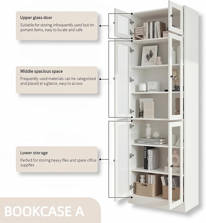 TUSY 85.5" Modern Tall Bookcase - Image 7