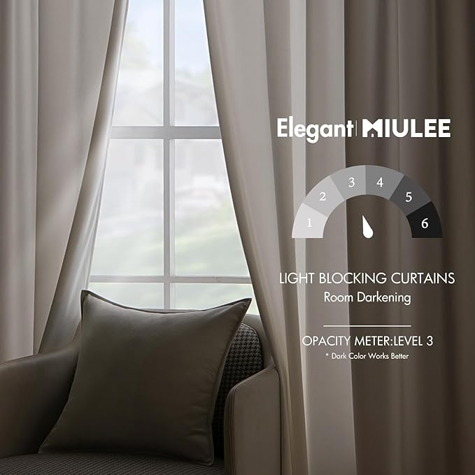 MIULEE Velvet Curtains 52x84 inches 2 Panels Ivory Room Darkening Curtains | - Image 5