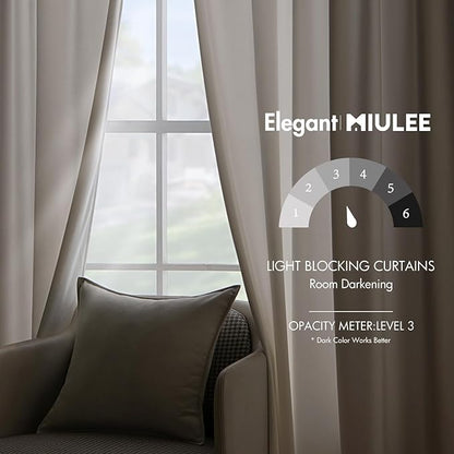 MIULEE Velvet Curtains 52x84 inches 2 Panels Ivory Room Darkening Curtains | - Image 5