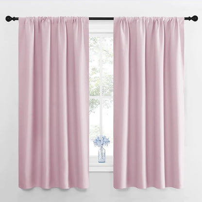 NICETOWN Kitchen Curtains, Short Blackout Drapes, Baby Pink, Thermal Insulated by NICETOWN