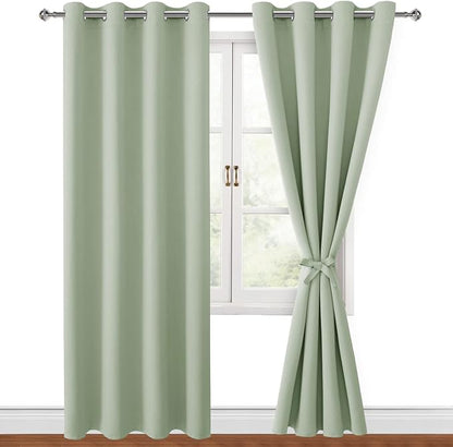 Blackout Curtains for Bedroom, 52 x 84 Inches Long, Seafoam Green | Thermal - Image 8