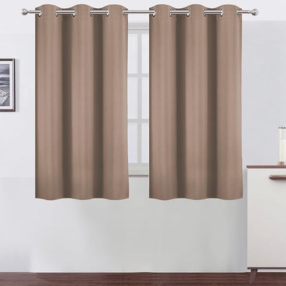 Cappuccino Blackout Curtains 42 x 54 Inch Length Set of 2 Panels Grommet by Lemomo