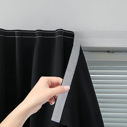 Adhesive Blackout Curtains- Self Stick Curtain No Rod Needed Easy to Hang by Sovtfides