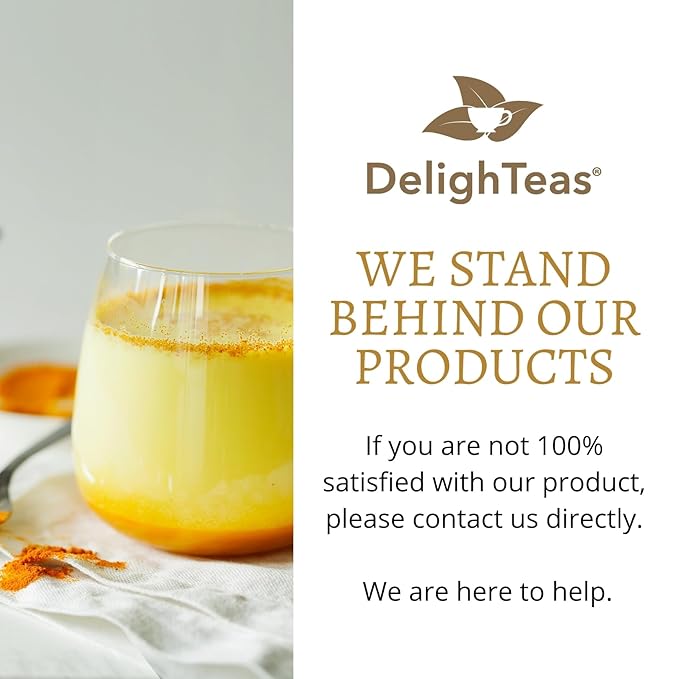 DelighTeas Organic Golden Milk Powder with Turmeric, Ginger, Ceylon Cinnamon | Ayurvedic Spices for Golden Turmeric Latte | Unsweetened, Vegan, Non-GMO, Keto | 120 Servings, 5 oz.