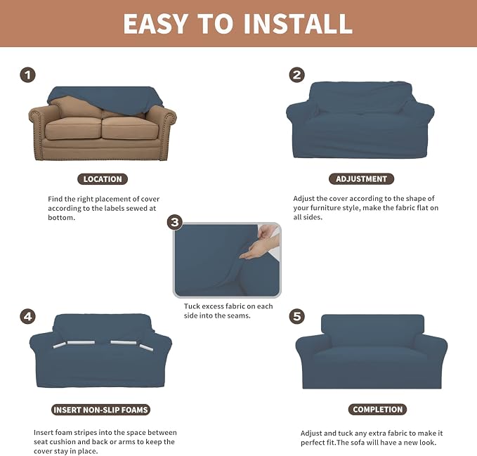 Easy-Going 100% Waterproof Chair Couch Cover, Stretch Jacquard Sofa Cover | - Image 5