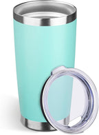 StarSpeed 20oz Tumbler Bulk with Lid, Stainless Steel Insulated Tumblers Double Wall Vacuum Insulated Travel Mug, Powder Coated Coffee Cups for Hot and Cold Drinks(Light Green,1)
