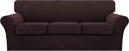 Turquoize 4 Piece Sofa Covers for 3 Cushion Couch Sofa Slipcover Soft Couch by Turquoize