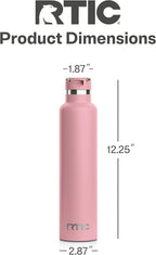 RTIC 26oz Journey Bottle Metal Stainless Steel Vacuum Insulated, BPA Free, Reusable, for Water, Hot and Cold Drinks, Travel, Sports, Camping, Dusty Rose