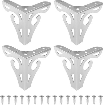 Piutouyar 4 Inch/10cm Hollow Out Furniture Legs Set of 4, Chrome Artistic Metal by Piutouyar