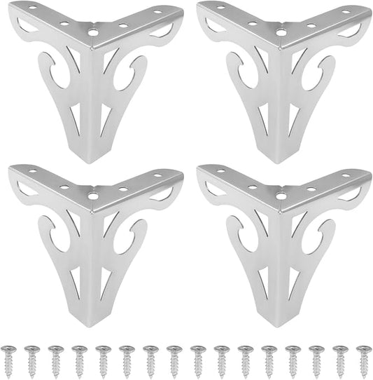 Piutouyar 4 Inch/10cm Hollow Out Furniture Legs Set of 4, Chrome Artistic Metal by Piutouyar