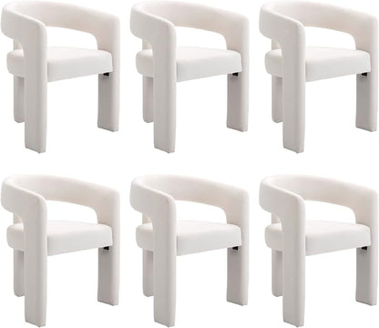 BESTANO Set of 6 Modern Velvet Fabric Upholstered Dining Chairs by BESTANO