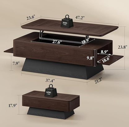 47.2" Mid-Century Modern Lift Top Coffee Table - Image 2