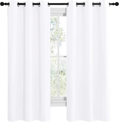 NICETOWN White Samll Window Blackout Curtain Panels, 50% Light Blocking Curtains - Image 2