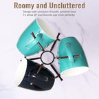 HULISEN Mug Holder for Large Cups, Mug Tree for Counter with 6 Hooks, Metal Coffee Mug Stand for Easy Pick, Place and Display, Coffee Bar Accessories and Decor, Free Standing Mug Rack, Brown