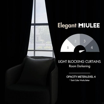 MIULEE Peacock Blue Velvet Curtains 52x90 inches 2 Panels Blackout Curtains | - Image 5