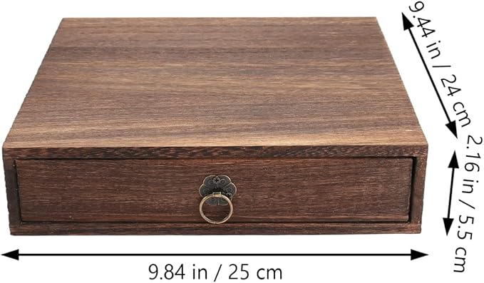 Zerodeko Wooden Tea Box Drawer, Vintage Tea Storage Box Holder, Coffee Sugar Bag Container for Home Office Packet Accessories