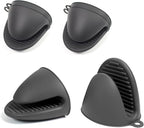 6 Pack Mini Oven Mitts Silicone Pot Holders Heat Resistan for Kitchen, Small Silicone Oven Gloves Kitchen Mittens Air Fryer Mitts Mini Hot Pot Pinch Grip for Baking & Grilling, Dark Grey