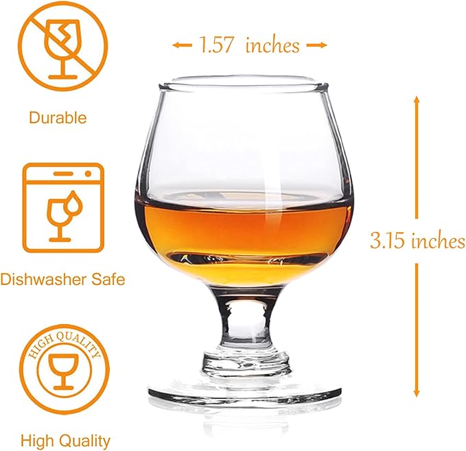 1.75oz Mini Shot Glass Set of 6 - Clear, Super Cute, Perfect for Tasting Brandy - Glass Snifters