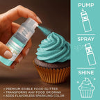 Bakell - Turquoise Tinker Dust (4g, 1x Mini Spray Pump) Edible Glitter for Food, Desserts, and Beverages!