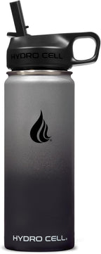 HYDRO CELL Stainless Steel Insulated Water Bottle with Straw - For Cold & Hot Drinks - Metal Vacuum Flask with Screw Cap and Modern Leakproof Sport Thermos for Adults (Graphite/Black 18oz)