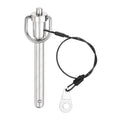 uxcell 1 Pcs Quick Release Pin, 3/8" x 2.52"(Dia. x L) Push-Button Ball Locking Pin 304 Stainless Steel Ring Handle Locking Pin with Wire for Audio Bimini Top Marine, Silver