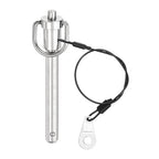 uxcell 1 Pcs Quick Release Pin, 3/8" x 2.52"(Dia. x L) Push-Button Ball Locking Pin 304 Stainless Steel Ring Handle Locking Pin with Wire for Audio Bimini Top Marine, Silver