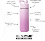 Simple Modern Kids Water Bottle with Straw Lid | Vacuum Insulated Stainless Steel Metal | Reusable Leak Proof BPA-Free Thermos for School | Summit Collection | 18oz, Violet Dreams
