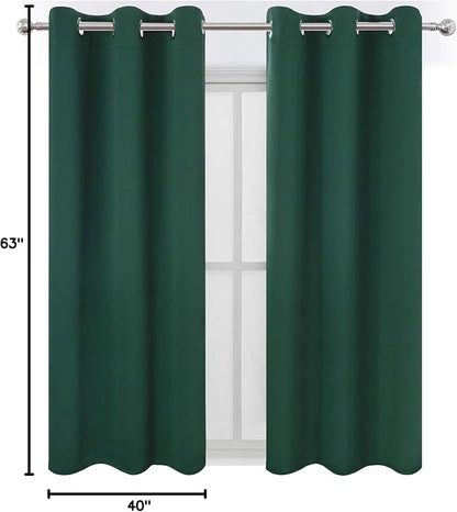 Green Blackout Curtains 40 x 63 Inch Length/Set of 2 Curtain Panels/Thermal - Image 10