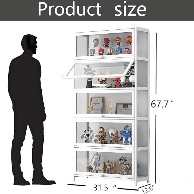 Display Cabinet with Acrylic Door, 5-Tier Curio Display Cabinet, Display Case - Image 2