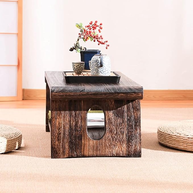 Foldable Japanese Tea Table, 2-Tier Zen Low Table - Image 5