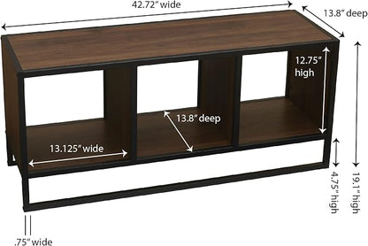 Household Essentials Jamestown Square Cubby TV Stand in Walnut Wood Grain - Image 3