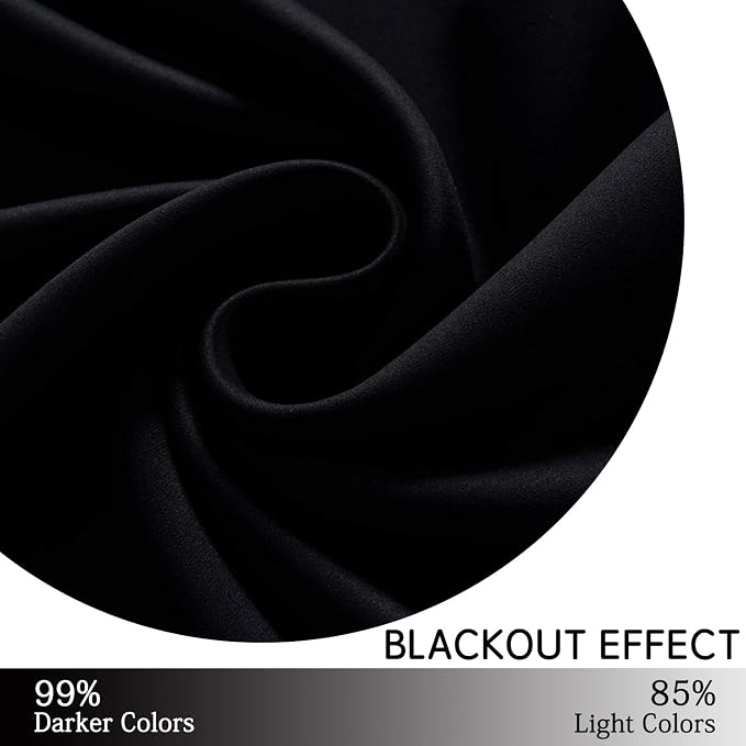 Yakamok Black Room Darkening Window Curtains 52x36 Inch - Image 3