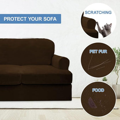 CUCRAF T Cushion Sofa Cover 3 Piece Loveseat Slipcovers, Soft Thick Velvet - Image 4