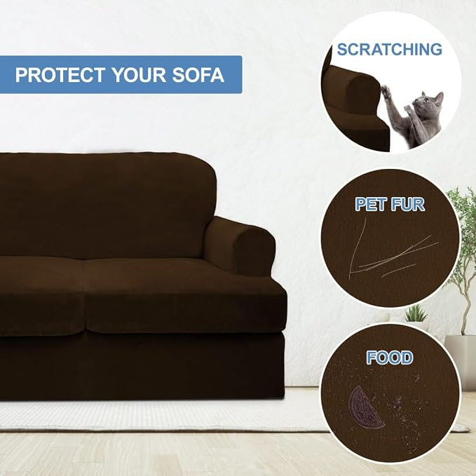 CUCRAF Cushion Sofa Cover 4 Piece Slipcovers, Soft Thick Velvet Couch Cover - Image 4