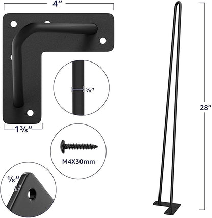 SMARTSTANDARD Hairpin Table Legs 28 Inch, 3/8" Solid Metal Legs - Image 3