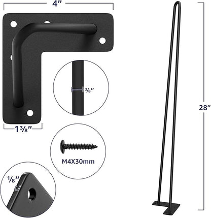SMARTSTANDARD Hairpin Table Legs 32 Inch, 3/8" Solid Metal Legs - Image 3
