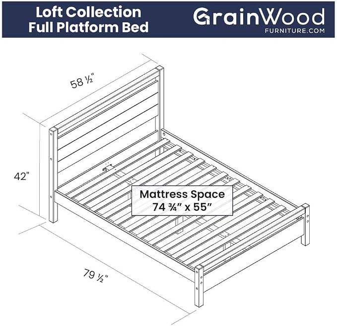 Grain Wood Furniture Loft Full Size Solid Wood Bed - Image 2